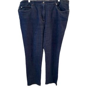Eileen Fisher Woman Jeans 1X Stretch Denim Dark Wash Straight Leg Elastic Waist